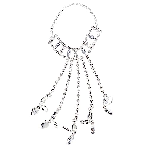PartyKindom Rhinestone Hand Chain Ring Armband Für Frauen Elegantes Finger-schmuckset Für Besondere Anlässe Hochzeit Geburtstag Und Für Teenager Und Damen von PartyKindom