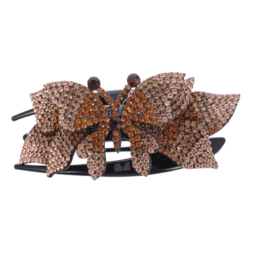 PartyKindom Wasserstrahlbesetzte Haarklammer Damen Eleganter Strass Schmetterlings Duckbill Clip Modischer Haarschmuck für Hochzeiten Partys und Alltag Champagnergold von PartyKindom