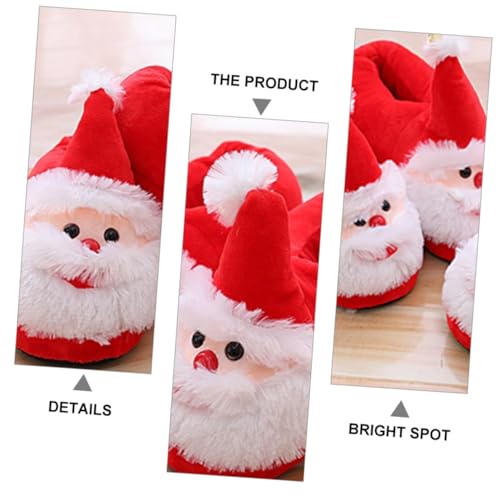 PartyKindom Weiche Weihnachtsmann Hausschuhe Damen Plüsch Kuschelige Winter Hausschuhe Warm und für Zuhause Wohnzimmer und Schlafzimmer von PartyKindom