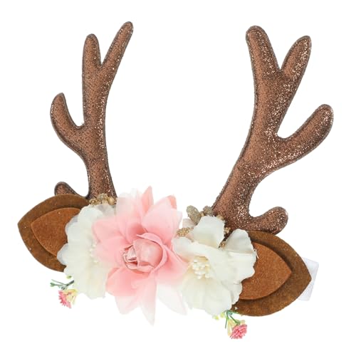 PartyKindom Weiches Weihnachts Haarband mit Rentiergeweih und Elchohren Elastisches Stirnband für Junge Mädchen und Kleinkinder Komfortabel Dekorativ für Xmas Party und Alltag von PartyKindom