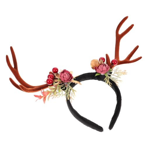 PartyKindom Weihnachtlicher Haarreif mit Realistischem Rentiergeweih Weiches Leichtes Cosplay Accessoire für Damen für Weihnachtsfeiern Karneval und Festliche Kostüme von PartyKindom