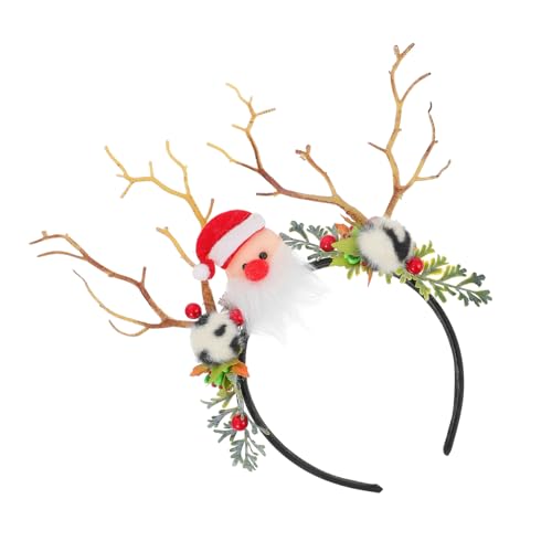 PartyKindom Weihnachts Geweih Haarreif mit Tannenzweigen Festliches Rentier Stirnband für Damen Auffälliges Cosplay Accessoire für Weihnachtsfeier und Party Hübsches Haarschmuck von PartyKindom