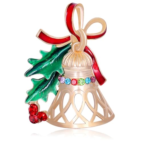 PartyKindom Weihnachtsbrosche Damen Legierung Langlebig Korrosionsbeständig Glänzende Glockenform Festlicher Schmuck für Weihnachten Hochwertiges Design für Festliche Anlässe und Partys von PartyKindom