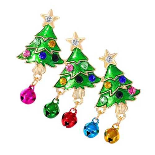 PartyKindom Weihnachtsbrosche Tannenbaum mit Glöckchen Legierung Pin Anstecker für Damen Funkelnde Weihnachtsbaum Deko Eleganter Schmuck für Bluse Mantel Schal Festliche Accessoires von PartyKindom