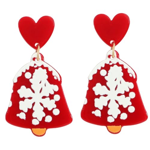 PartyKindom Weihnachtsohrringe Damen Schneeflocken Herz Tropfen Ohrhänger Weihnachts Schmuck Party Langlebig Resin Kunststoff von PartyKindom