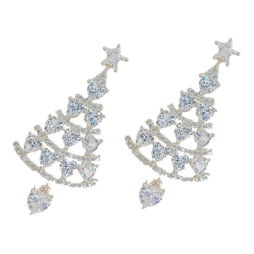 PartyKindom Weihnachtsohrringe Damen Silber Weihnachtsbaum Dangle Ohrhänger Festliche Schmuck Geschenke für Frauen Mädchen Party Accessoire von PartyKindom