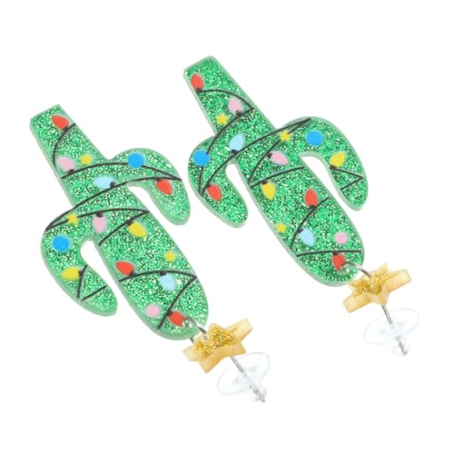 PartyKindom Weihnachtsohrringe Kleine Ohrstecker Kaktusform Robust Hautfreundlich Festliche Ohrringe für Damen und Weihnachtsfeier von PartyKindom