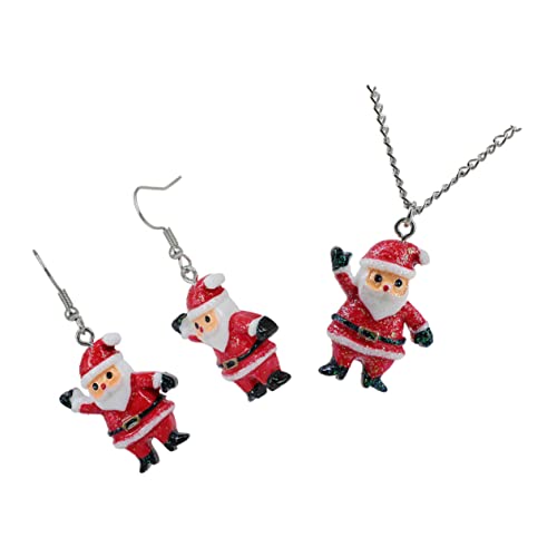PartyKindom Weihnachtsschmuck Set Bunte Santa Ohrstecker Halskette Damen Festliche Kostüm Accessoires Modisch Angenehm von PartyKindom