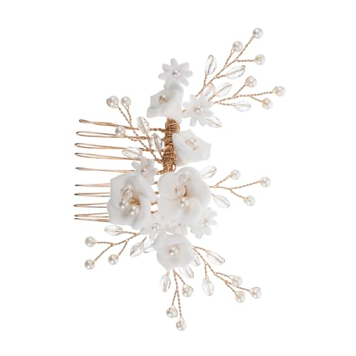 PartyKindom Weiße mit Perlen Europäisches Design Handgefertigt Leicht und Komfortabel Eleganter Brautschmuck für Damen Geeignet für Hochzeiten und Festliche Anlässe von PartyKindom