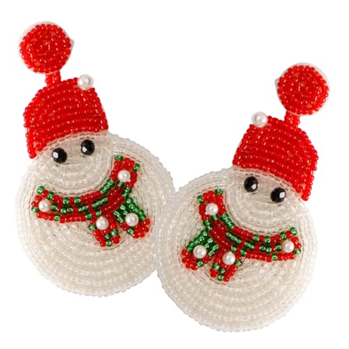 PartyKindom Weißer Schneemann Ohrstecker Ohrschmuck Funkelnde Perlen Leicht und Komfortabel Festliche Ohrringe für Damen von PartyKindom