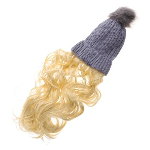 PartyKindom Winter Damen Perücke Mütze Lockige Wellenhaar Hochtemperaturfaser Atmungsaktiv Weich Beanie Kopfbedeckung für Outdoor Alltag von PartyKindom