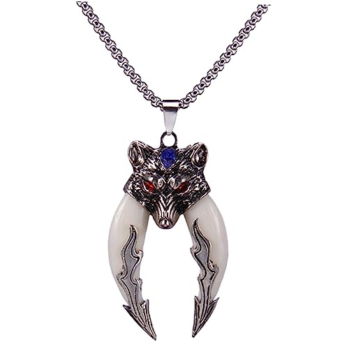 PartyKindom Wolfszahnkette Herren Leichtes Legierungsmaterial Cooler Anhänger Strandhalskette Jungen für Urlaub und Alltag von PartyKindom