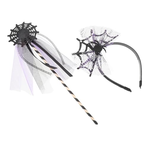 PartyKindom Zauberstab Halloween Und Stirnband Mit Spinnennetz Party-accessoire Für Feiertage Kostüm-requisiten Für Mädchen Kopfschmuck Für Fest-party von PartyKindom