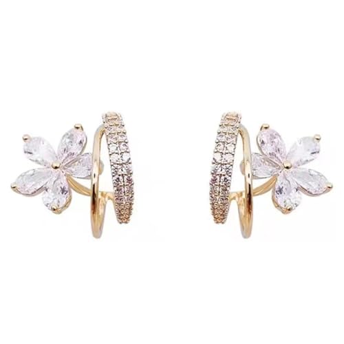 PartyKindom Zirkonia Blüten Ohrstecker mit Krallenfassung Modische Damen Ohrklemme Nickelfrei Eleganter Schmuck für Alltag Party und Geschenkidee für Frauen von PartyKindom
