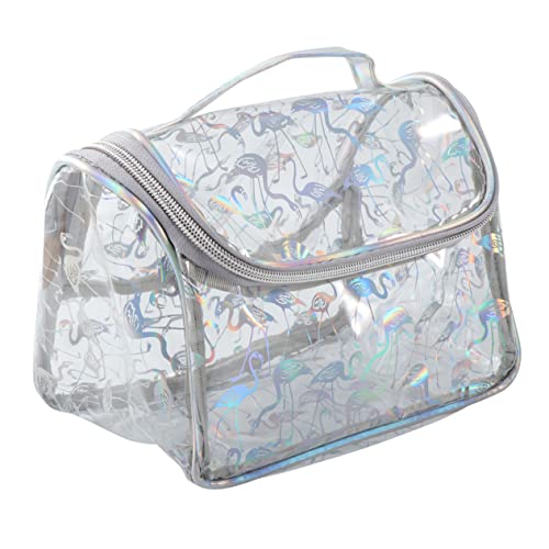 PartyKindom wasserdichte PVC Kosmetiktasche Damen Transparent Große Kapazität Kulturbeutel Vielseitig als Toiletry Bag Reise Waschbeutel mit Flamingo Muster von PartyKindom