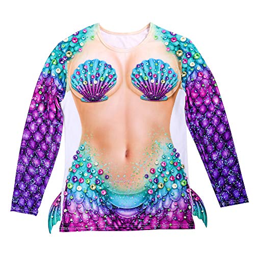 Rollenspiel-meerjungfrau-Outfit Halloween-meerjungfrau-Outfit Marine Shell Bedruckte Kleidung Halloween Meerjungfrau Kleidung Halloween-meerjungfrau-Kleid Kleidungsset Damen von PartyKindom