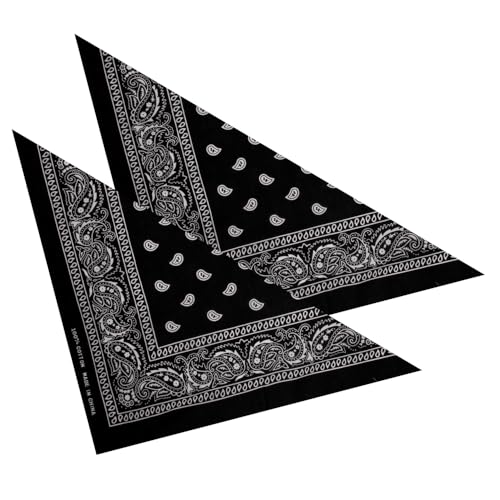 2er Set Niki-Halstuch Bandana Halstuch – Kopftuch, Haarband, Gesichtstuch oder Schal – Paisley Muster – Damen, Herren & Kinder Farbe Schwarz BA-012 von PartyMagix