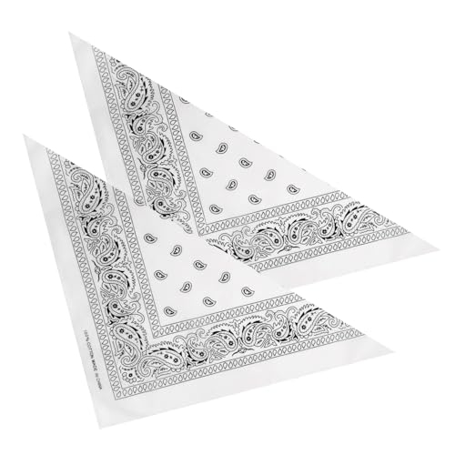 2er Set Niki-Halstuch Bandana Halstuch – Kopftuch, Haarband, Gesichtstuch oder Schal – Paisley Muster – Damen, Herren & Kinder Farbe Weiß BA-058 von PartyMagix