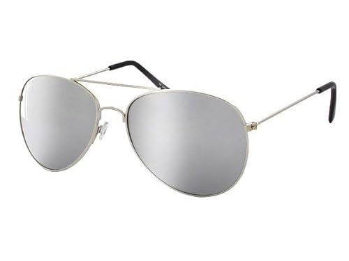 PartyMagix Pilotenbrille Retro Style Unisex Sonnenbrille Flieger Look mit UV400 Schutz verschiedene Glasfarben verspiegelt oder unverspiegelt leichte Metallfassung Tropfenform für Damen und Herren von PartyMagix