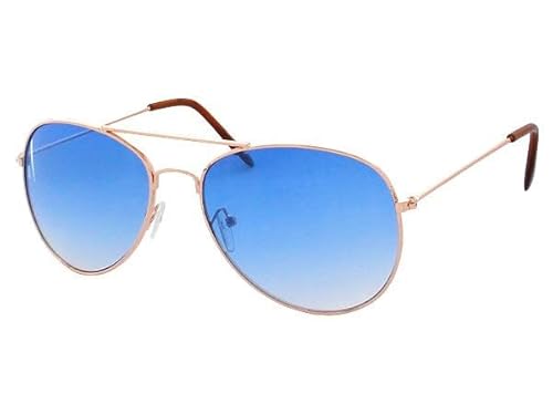 PartyMagix Pilotenbrille Retro Style Unisex Sonnenbrille Flieger Look mit UV400 Schutz verschiedene Glasfarben verspiegelt oder unverspiegelt leichte Metallfassung Tropfenform für Damen und Herren von PartyMagix