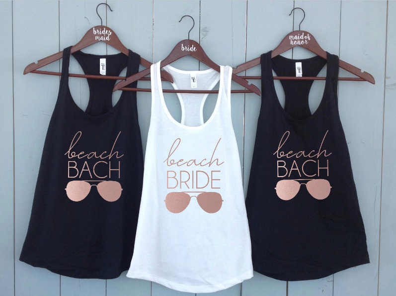 Bachelorette Strand Braut Party Tank Top T-Shirts, Bach, Hochzeit Shirt Sonnenbrille, Trauzeugin Brautdusche Brautjungfern von PartyTopShop