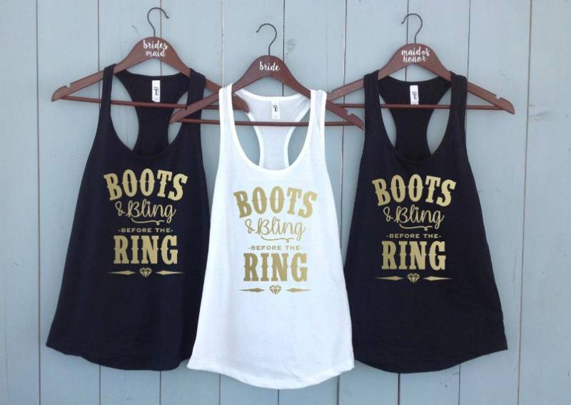 Benutzerdefinierte Tank Top, Hochzeit Shirt, Nashville Nash Bash T-Shirt Trauzeugin Western Bachelorette Party Shirts Stiefel Und Bling Top von PartyTopShop