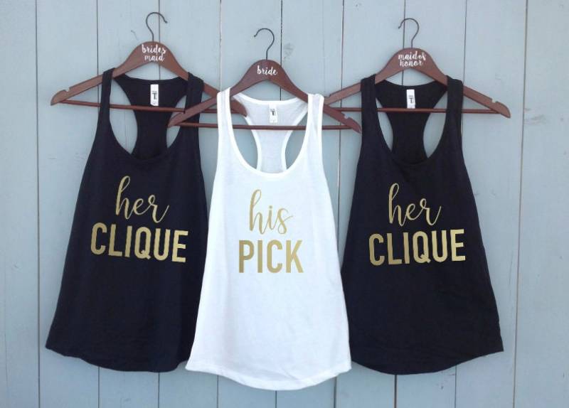 Benutzerdefinierte Tank Top, Hochzeit Shirt, Trauzeugin Seine Wahl Ihre Clique Bachelorette Party Shirts, Brautparty Brautjungfer Geschenk von PartyTopShop