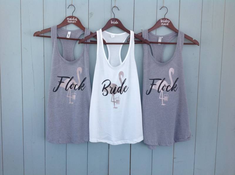 Braut Und Flock Let's Flamingle Flamingo Junggesellinnenabschied Shirt, Squad, Brautparty Shirts, Brautjungfer Geschenk, Tank Top von PartyTopShop