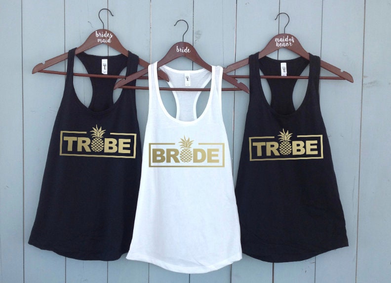 Personalisiertes Tank Top, Ananas, Hochzeitsshirt, Party T-Shirts, Hawaii, Trauzeugin, Braut, Brautparty, Brautjungfern Maui'd, Tribe von PartyTopShop