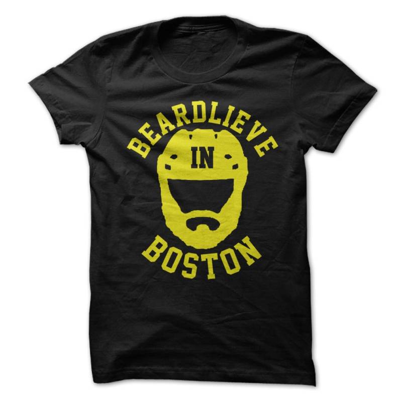 Beardlieve in Boston T-Shirt Design-Black Shirt Mit Gelb Print von PartyUgly