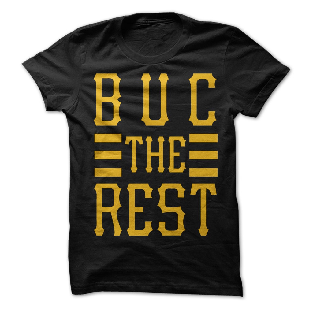 Buc Der Rest T-Shirt Design - Schwarzes Shirt Mit Gold-Print von PartyUgly