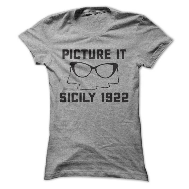 Picture It... Sizilien 1922 T-Shirt-Design - Heather Grey Shirt Mit Schwarzem Aufdruck von PartyUgly