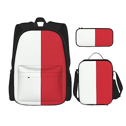 PartyUnix Rucksack Italien Flagge 3-teilig Schulranzen mit Brotdose und Federmäppchen Set =>> Geeignet für Jungen und Mädchen, Schwarz , Einheitsgröße, Kinderrucksack von PartyUnix