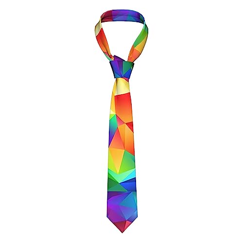 Regenbogen-geometrische Herren-Krawatten =>> 144 x 7,9 cm, langlebige Krawatten für Hochzeiten, Partys, Geschenk, Geschäft, Alltag, Geburtstag, Schwarz , One size von PartyUnix