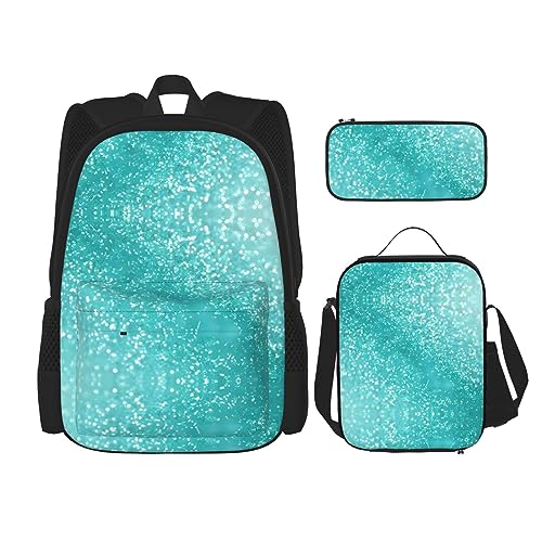 Robuster und leichter Taschenrucksack, Umhängetasche, Lunch-Tasche, Stifttaschenset – verstellbarer Schultergurt, Glitzerbild, Schwarz , Einheitsgröße von PartyUnix