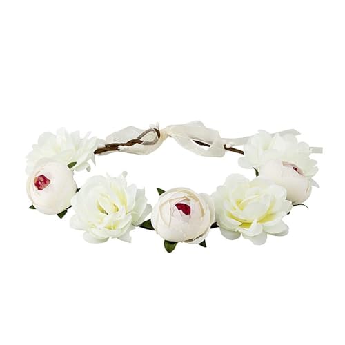 JGA Blumenkranz-Kopfschmuck - Haarkranz mit Blumen (Weiß) von Partybob