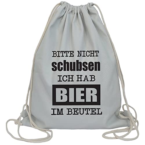 Partybob Fun-Beutel Bitte nicht schubsen - Ich hab Bier im Beutel (Hellgrau) von Partybob