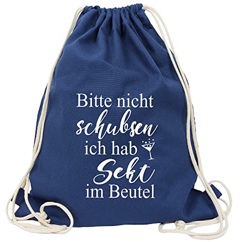 Partybob Fun-Beutel Bitte nicht schubsen - Ich hab Sekt im Beutel (Navy) von Partybob