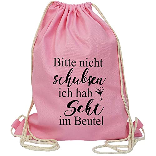 Partybob Fun-Beutel Bitte nicht schubsen - Ich hab Sekt im Beutel (Rosa) von Partybob