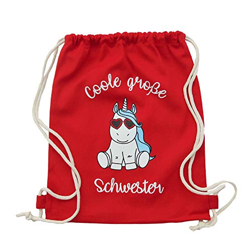 Partybob Kinder Rucksack „Coole große Schwester“ - Einhorn (Rot) von Partybob
