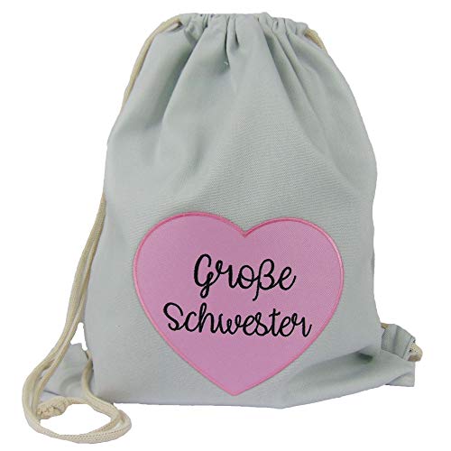 Partybob Kinder Rucksack Beutel Große Schwester mit Herz (Hellgrau) von Partybob