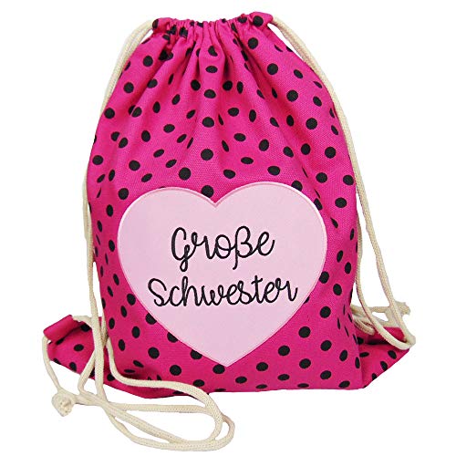 Partybob Kinder Rucksack Beutel Große Schwester mit Herz (Pink-gepunktet) von Partybob