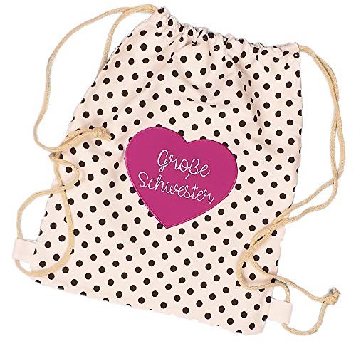 Partybob Kinder Rucksack Beutel Große Schwester mit Herz (Weiss-gepunktet) von Partybob