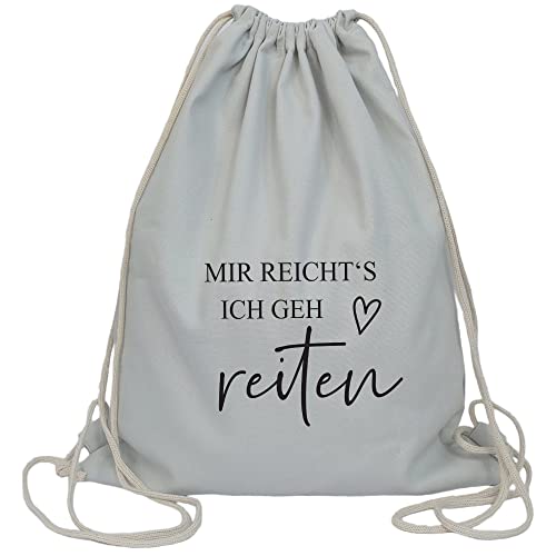 Partybob Turnbeutel-Rucksack - Mir reichts Ich geh reiten (Hellgrau) von Partybob