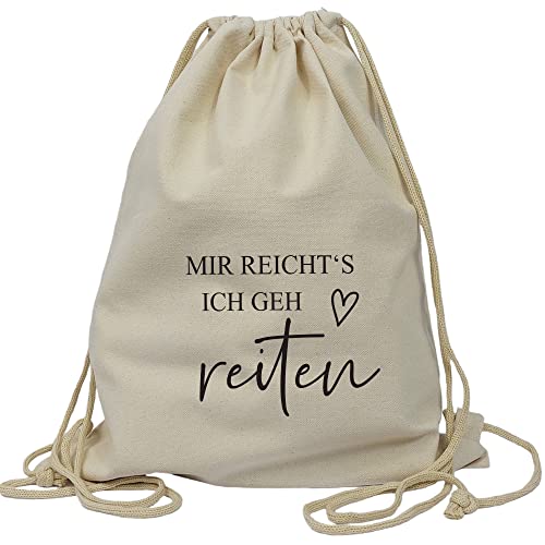 Partybob Turnbeutel-Rucksack - Mir reichts Ich geh reiten (Naturfarben) von Partybob