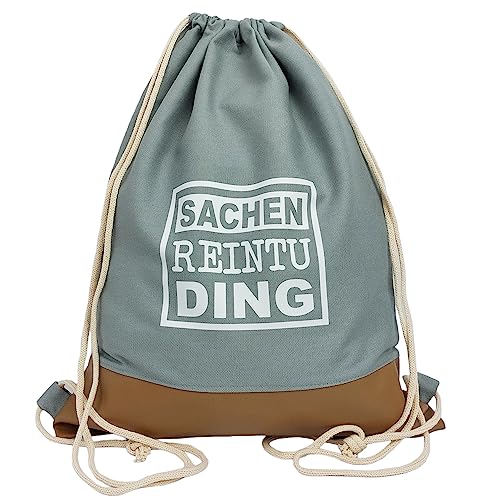 Partybob Turnbeutel Sachen Reintu Ding mit PU-Borte (Grau/Braun) von Partybob