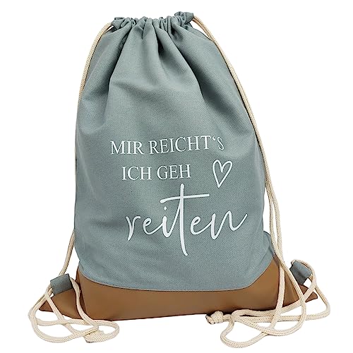 Partybob Turnbeutel mit Borte - Mir reichts Ich geh reiten (Grau-Braun) von Partybob