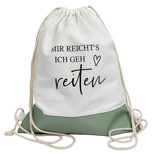 Partybob Turnbeutel mit Borte - Mir reichts Ich geh reiten (Weiss-Salbei) von Partybob