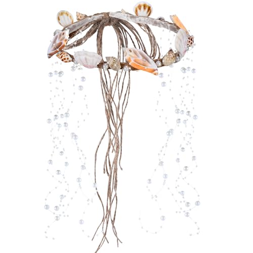 PartyforU Handgefertigtes Seestern Stirnband Muschel Braut Stirnband - Seestern Hochzeit Stirnband Boho Meerjungfrau Seestern Kopfschmuck Perle Zopf Muschel Kopfschmuck Strand Hochzeit Seestern von PartyforU