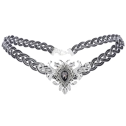PartyforU Keltischer Wikinger geflochtener Kreis - Silber Mittelalter Vintage Geflochtene Krone mit Strass für Männer Frauen Renfire Cosplay von PartyforU